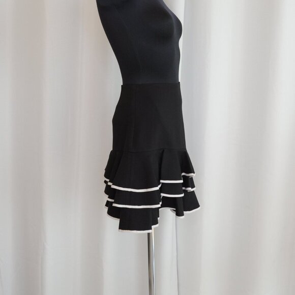 Jonathan Simkhai Ruffle Mini Black Skirt With Contrast Silk Sz 0 - Picture 3 of 7